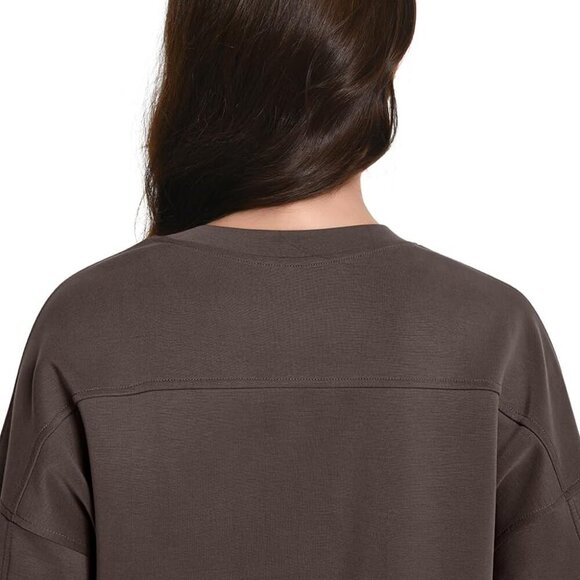 Brand New Women's Modal Long Sleeve Cropped Sweatshirt in Brown, Medium - Picture 5 of 6
